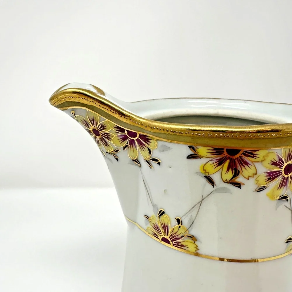 Antique‎ Nippon Hand Painted Chocolate Pot Floral Gold Gilt Japan Porcelain